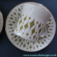 Load image into Gallery viewer, Rarer 1970s GREENWAY Pattern Bone China Coffee Set. Designed by John Russell for Hostess Tableware
