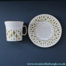 Load image into Gallery viewer, Rarer 1970s GREENWAY Pattern Bone China Coffee Set. Designed by John Russell for Hostess Tableware
