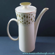 Load image into Gallery viewer, Rarer 1970s GREENWAY Pattern Bone China Coffee Set. Designed by John Russell for Hostess Tableware
