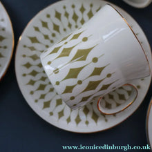 Load image into Gallery viewer, Rarer 1970s GREENWAY Pattern Bone China Coffee Set. Designed by John Russell for Hostess Tableware
