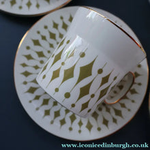 Load image into Gallery viewer, Rarer 1970s GREENWAY Pattern Bone China Coffee Set. Designed by John Russell for Hostess Tableware
