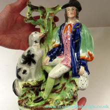 Load image into Gallery viewer, Antique Staffordshire Figurine. Thomas Campbell Poet Old Dog Tray Spill Vase
