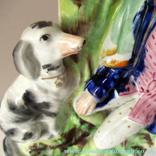 Load image into Gallery viewer, Antique Staffordshire Figurine. Thomas Campbell Poet Old Dog Tray Spill Vase

