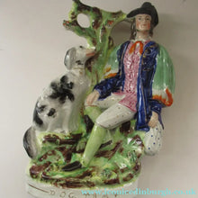 Load image into Gallery viewer, Antique Staffordshire Figurine. Thomas Campbell Poet Old Dog Tray Spill Vase
