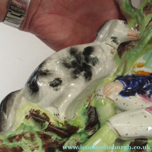 Load image into Gallery viewer, Antique Staffordshire Figurine. Thomas Campbell Poet Old Dog Tray Spill Vase
