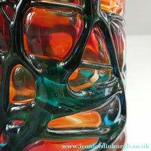 Load image into Gallery viewer, Unusual Vintage Red Glass MDINA Vase Decorated Externally with Applied Blue Trails
