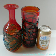 Load image into Gallery viewer, Unusual Vintage Red Glass MDINA Vase Decorated Externally with Applied Blue Trails
