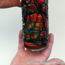 Load image into Gallery viewer, Unusual Vintage Red Glass MDINA Vase Decorated Externally with Applied Blue Trails
