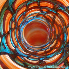 Load image into Gallery viewer, Unusual Vintage Red Glass MDINA Vase Decorated Externally with Applied Blue Trails

