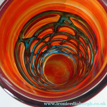 Load image into Gallery viewer, Unusual Vintage Red Glass MDINA Vase Decorated Externally with Applied Blue Trails
