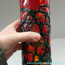 Load image into Gallery viewer, Unusual Vintage Red Glass MDINA Vase Decorated Externally with Applied Blue Trails
