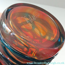 Load image into Gallery viewer, Unusual Vintage Red Glass MDINA Vase Decorated Externally with Applied Blue Trails
