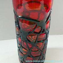 Load image into Gallery viewer, Unusual Vintage Red Glass MDINA Vase Decorated Externally with Applied Blue Trails
