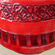 Load image into Gallery viewer, 1960s Red Abstract Italian Vase. Fabulous Shape and Colour, with Incised Decoration

