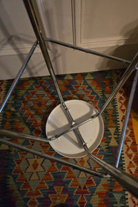 Genuine Vintage 1972 Chair Centre barstools. White Plastic, Tangerine Vinyl and Chrome Legs. THREE AVAILABLE