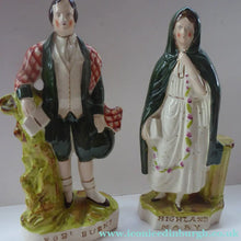 Load image into Gallery viewer, Robert BURNS and HIGHLAND MARY. Large Pair of Antique Victorian Staffordshire Flatback Figurines. Over 13 inches
