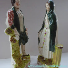 Load image into Gallery viewer, Robert BURNS and HIGHLAND MARY. Large Pair of Antique Victorian Staffordshire Flatback Figurines. Over 13 inches
