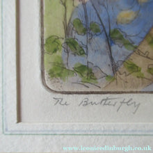 Load image into Gallery viewer, Robert Herdman Smitth Colour Etching The Butterfly Pencil Signed Original Frame
