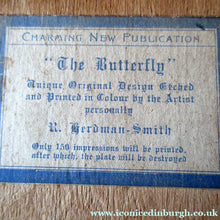 Load image into Gallery viewer, Robert Herdman Smitth Colour Etching The Butterfly Pencil Signed Original Frame
