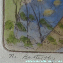 Load image into Gallery viewer, Robert Herdman Smitth Colour Etching The Butterfly Pencil Signed Original Frame
