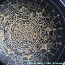 Load image into Gallery viewer, ROSENTHAL. Large 1960s Shallow Console Bowl with Matt Black Interior with Printed Gold Decoration by Hans Theo Baumann. 10 inch Diameter
