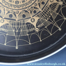 Load image into Gallery viewer, ROSENTHAL. Large 1960s Shallow Console Bowl with Matt Black Interior with Printed Gold Decoration by Hans Theo Baumann. 10 inch Diameter
