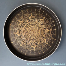Load image into Gallery viewer, ROSENTHAL. Large 1960s Shallow Console Bowl with Matt Black Interior with Printed Gold Decoration by Hans Theo Baumann. 10 inch Diameter
