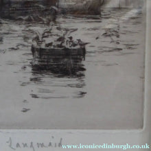Load image into Gallery viewer, Rowland Langmaid Pencil Signed Etching Newlyn St Michael's Mount Cornwall
