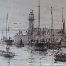 Load image into Gallery viewer, Rowland Langmaid Pencil Signed Etching Newlyn St Michael's Mount Cornwall
