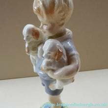 Load image into Gallery viewer, Royal Worcester Figurine. ALL MINE.  Modelled by Freda Doughty. No 3519. Boy Holding Puppies
