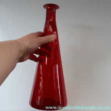 Load image into Gallery viewer, Ruby Red Glass GENIE Vase with Original Hollow Pointed Hand Blown Stopper 
