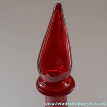 Load image into Gallery viewer, Ruby Red Glass GENIE Vase with Original Hollow Pointed Hand Blown Stopper 
