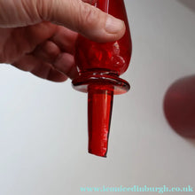Load image into Gallery viewer, Ruby Red Glass GENIE Vase with Original Hollow Pointed Hand Blown Stopper 
