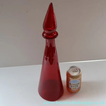 Load image into Gallery viewer, Ruby Red Glass GENIE Vase with Original Hollow Pointed Hand Blown Stopper 
