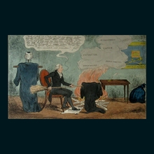 Load image into Gallery viewer, 1827 Antique Satirical Print: John Phillips Hand-Coloured Etching DISPOSING OF THE OLD STUFF
