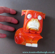 Load image into Gallery viewer, 1920s Antique Porcelain Miniature Vase or Match Holder in the Form on a Bright Orange Art Deco Bulldog
