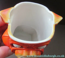Load image into Gallery viewer, 1920s Antique Porcelain Miniature Vase or Match Holder in the Form on a Bright Orange Art Deco Bulldog
