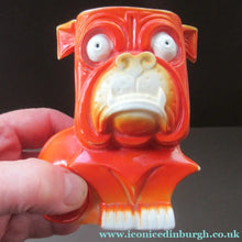 Load image into Gallery viewer, 1920s Antique Porcelain Miniature Vase or Match Holder in the Form on a Bright Orange Art Deco Bulldog
