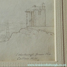 Load image into Gallery viewer, Early 19th Century Panorama of Edinburgh from Calton Hill Pen and Ink Drawing

