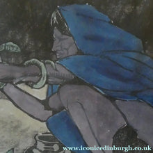 Load image into Gallery viewer, 1920s Colour Woodcut by Mabel Allington Royds (1874-1941) THE SNAKE CHARMER
