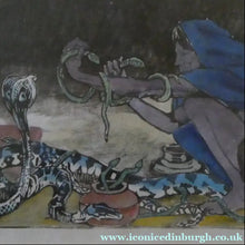 Load image into Gallery viewer, 1920s Colour Woodcut by Mabel Allington Royds (1874-1941) THE SNAKE CHARMER
