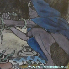 Load image into Gallery viewer, 1920s Colour Woodcut by Mabel Allington Royds (1874-1941) THE SNAKE CHARMER

