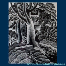 Load image into Gallery viewer, SCOTTISH ART. 1940s Art Deco Wood Engraving of St Andrews Woodland by Alison McKenzie (1907 - 1982)
