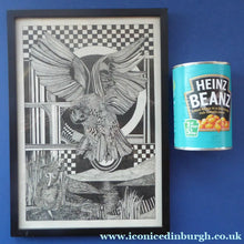 Load image into Gallery viewer, SCOTTISH ART: Vintage 1970s Drawing. SURREAL Dreamlike Image of an Owl and Field Mouse by Listed Artist Peter Dworok.
