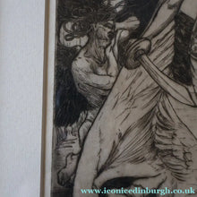 Load image into Gallery viewer, SCOTTISH ART: Antique 1920s Original Etching by Arthur Edwin Wrench. Mythological Subject: PERSEUS SLAYING THE MEDUSA
