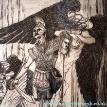 Load image into Gallery viewer, SCOTTISH ART: Antique 1920s Original Etching by Arthur Edwin Wrench. Mythological Subject: PERSEUS SLAYING THE MEDUSA
