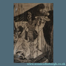 Load image into Gallery viewer, SCOTTISH ART: Antique 1920s Original Etching by Arthur Edwin Wrench. Mythological Subject: PERSEUS SLAYING THE MEDUSA
