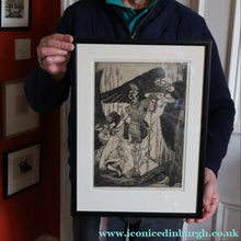 Load image into Gallery viewer, SCOTTISH ART: Antique 1920s Original Etching by Arthur Edwin Wrench. Mythological Subject: PERSEUS SLAYING THE MEDUSA
