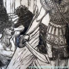 Load image into Gallery viewer, SCOTTISH ART: Antique 1920s Original Etching by Arthur Edwin Wrench. Mythological Subject: PERSEUS SLAYING THE MEDUSA
