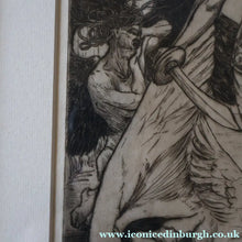 Load image into Gallery viewer, SCOTTISH ART: Antique 1920s Original Etching by Arthur Edwin Wrench. Mythological Subject: PERSEUS SLAYING THE MEDUSA
